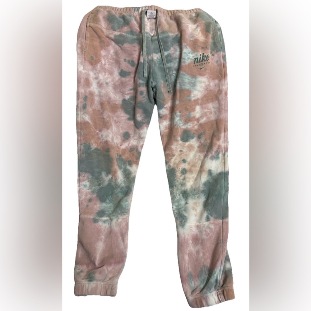 Nike Sportswear Mens Club Fleece Tie Dye Jogger Pants Bicoastal Pink White Sz M